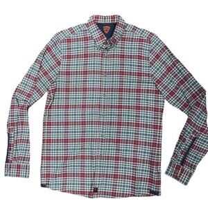 Strellson sz M Shirt Mens Plaid Check Button Down Grey Red Normcore Workwear
